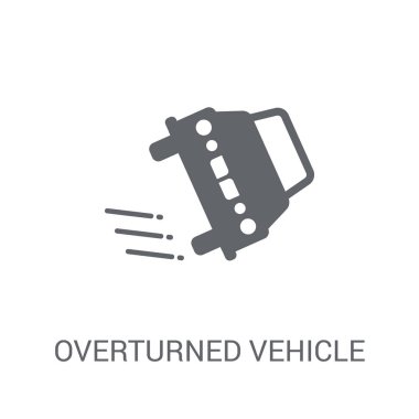 Devrilmiş araç simgesi. Trendy Overturned araç logosu konsepti sigorta koleksiyonundan beyaz arka plan üzerinde. Web uygulamaları, mobil uygulamalar ve basılı medya kullanım için uygundur..