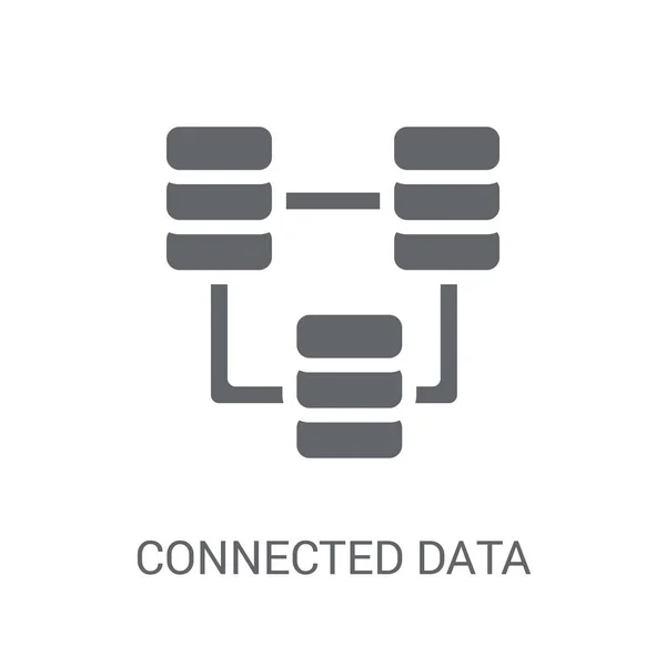 Εικονίδιο Δεδομένων Συνδεδεμένο Μοντέρνα Δεδομένων Συνδεδεμένο Λογότυπο Έννοια Άσπρο Φόντο — Διανυσματικό Αρχείο