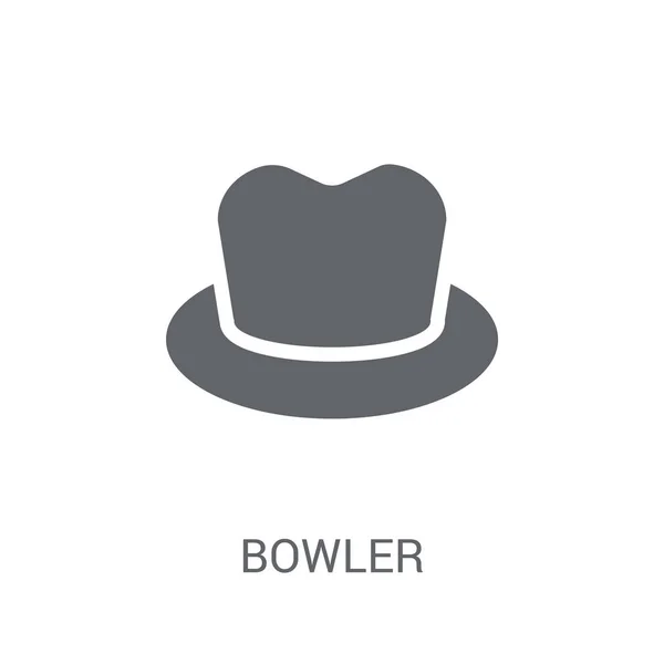 Ícone Bowler Conceito Logotipo Bowler Moda Fundo Branco Coleção Roupas — Vetor de Stock