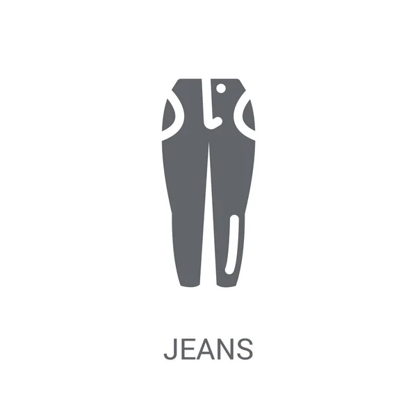 Icono Jeans Concepto Logotipo Trendy Jeans Sobre Fondo Blanco Colección — Archivo Imágenes Vectoriales