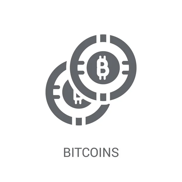 Ícone Bitcoins Conceito Logotipo Bitcoins Moda Fundo Branco Economia Criptomoeda — Vetor de Stock