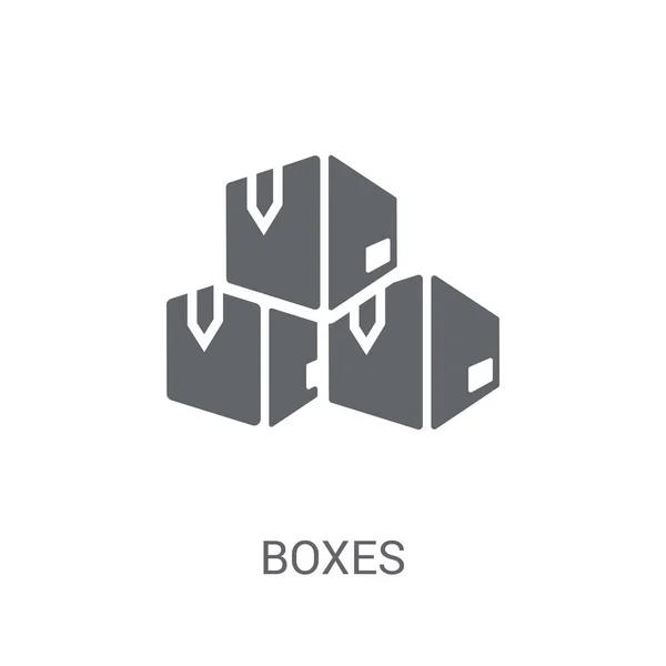 Laatikoiden Kuvake Trendikäs Laatikot Logo Konsepti Valkoisella Taustalla Toimitus Logistiikka — vektorikuva