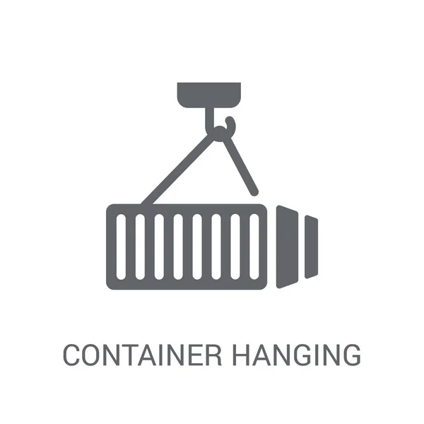 Ikon Menggantung Kontainer Konsep Logo Trendy Container Hanging Dengan Latar - Stok Vektor