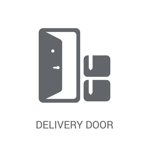 Ikon Pintu Pengiriman Konsep Logo Trendy Delivery Door Dengan Latar - Stok Vektor