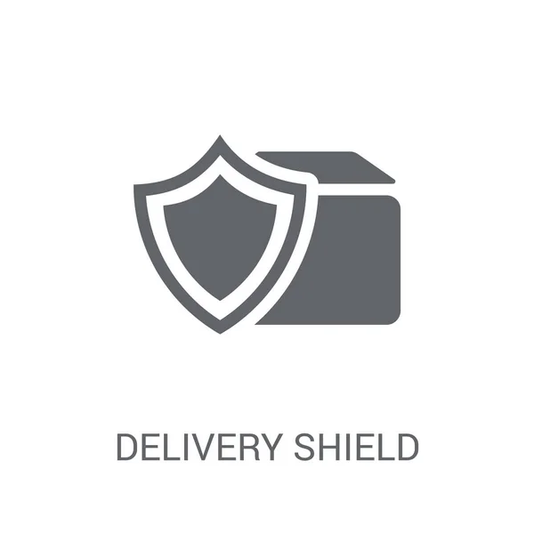 Icona Dello Scudo Consegna Concetto Logo Trendy Delivery Shield Sfondo — Vettoriale Stock