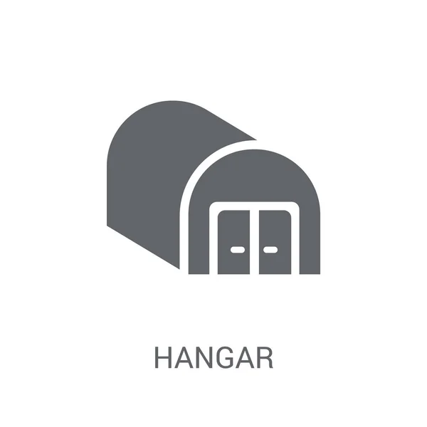 Hangar Ikonen Trendiga Hangar Logotyp Koncept Vit Bakgrund Från Leverans — Stock vektor