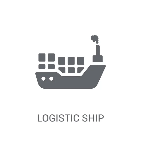 Icono Nave Logística Concepto Logotipo Trendy Logistic Ship Sobre Fondo — Vector de stock