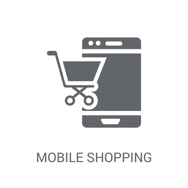 Mobilne Zakupy Ikona Modny Mobilne Zakupy Koncepcja Logo Białym Tle — Wektor stockowy