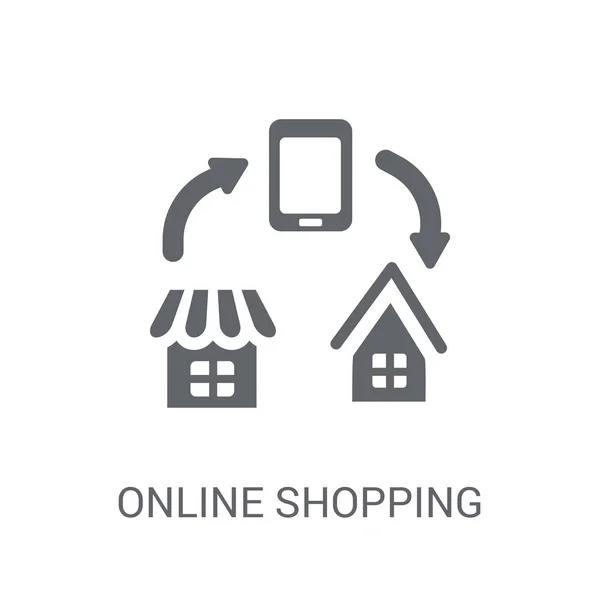 Zakupy Online Ikona Modny Online Zakupy Koncepcja Logo Białym Tle — Wektor stockowy