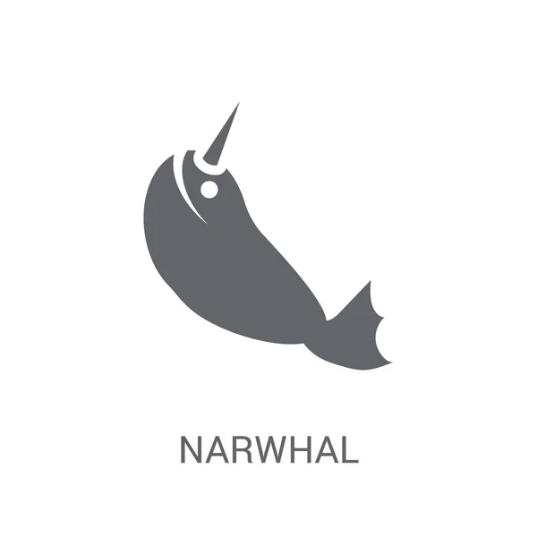 Ícone Narval Trendy Narwhal Logo Concept White Background Fairy Tale — Vetor de Stock