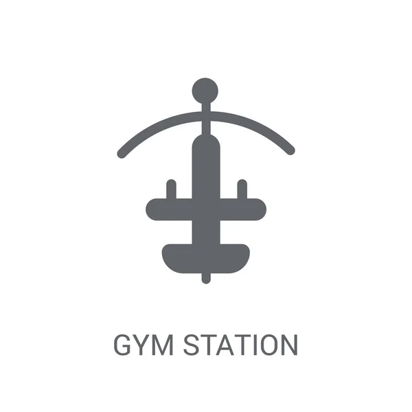 Icône Station Gym Concept Logo Trendy Gym Station Sur Fond — Image vectorielle