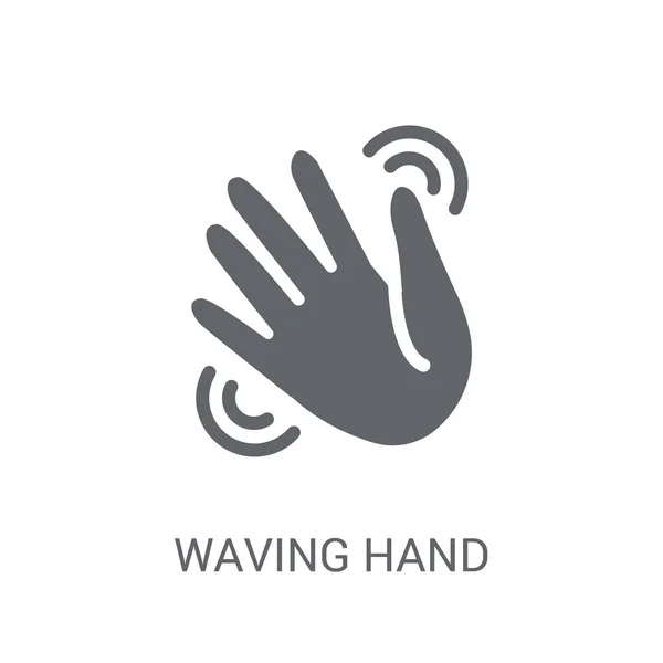 Ícone Mão Acenando Trendy Waving Conceito Logotipo Mão Fundo Branco — Vetor de Stock