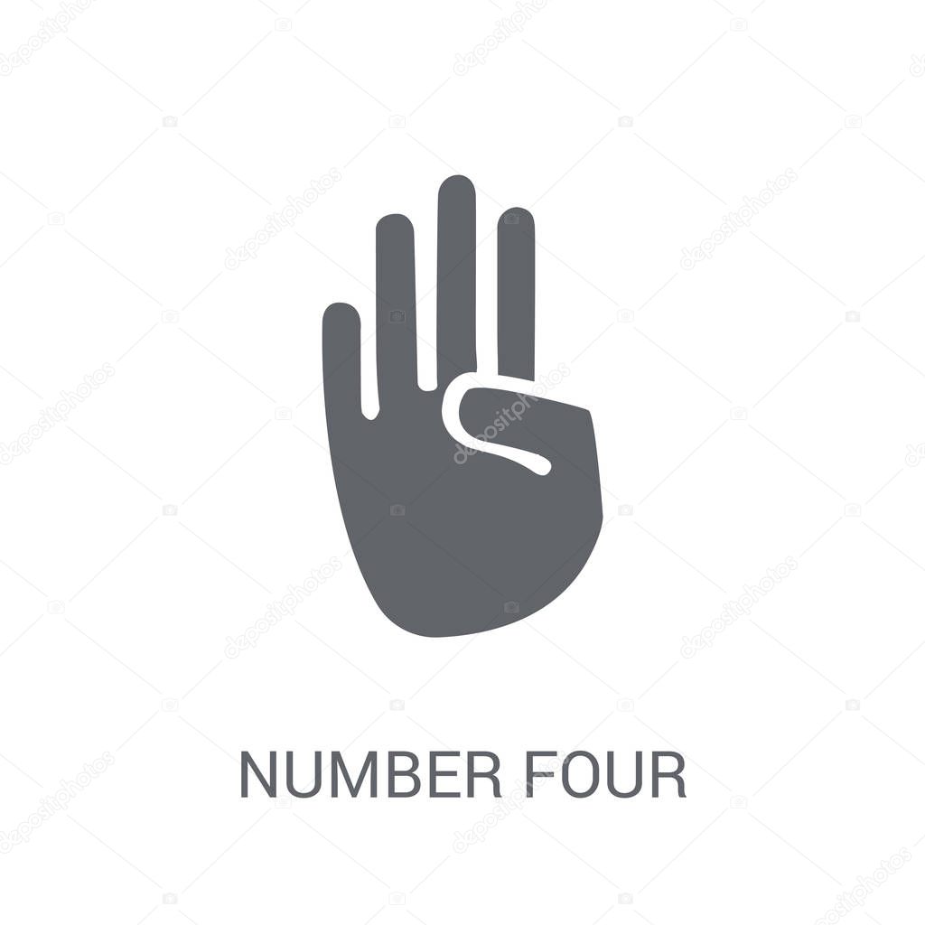 Number four with four finger icon. Trendy Number four with four finger logo concept on white background from Hands collection. Suitable for use on web apps, mobile apps and print media.