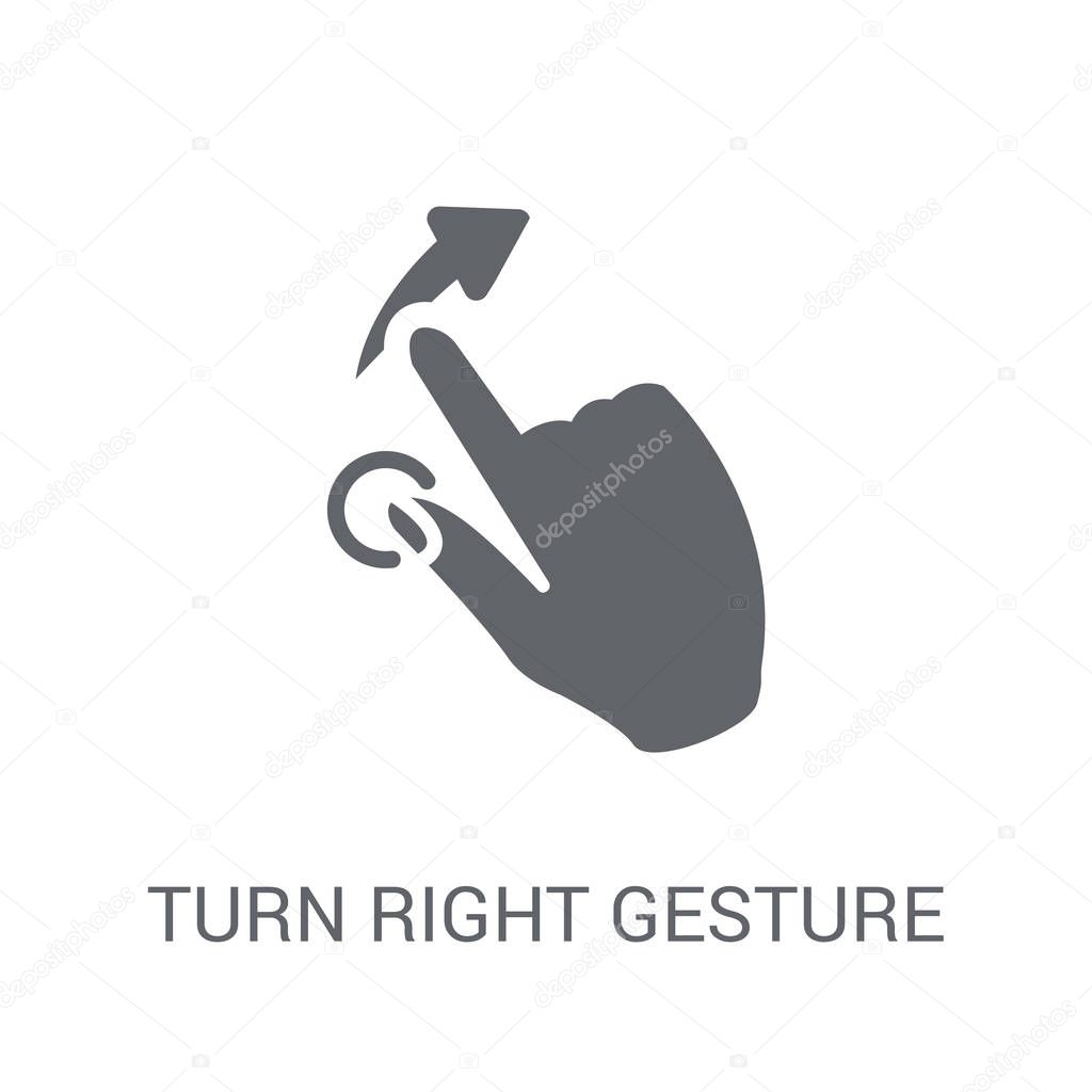 Turn Right gesture icon. Trendy Turn Right gesture logo concept on white background from Hands collection. Suitable for use on web apps, mobile apps and print media.