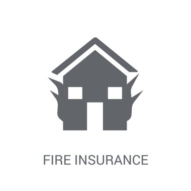 Yangın sigorta simgesi. Trendy yangın sigorta logo kavramı sigorta koleksiyonundan beyaz arka plan üzerinde. Web uygulamaları, mobil uygulamalar ve basılı medya kullanım için uygundur..