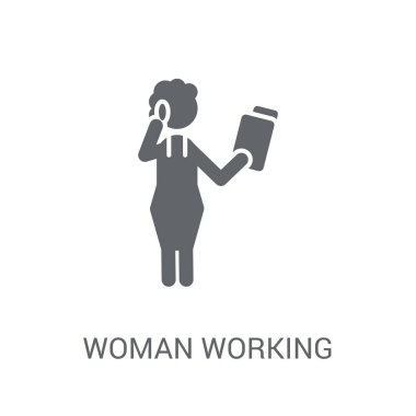 Kadın çalışma simgesi. Trendy kadın çalışma logo kavramı bayanlar koleksiyonundan beyaz arka plan üzerinde. Web uygulamaları, mobil uygulamalar ve basılı medya kullanım için uygundur..