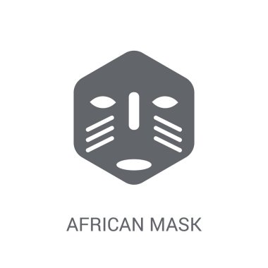 Afrika maskesi simgesi. Trendy Afrika maskesi logo kavramı Müzesi koleksiyonundan beyaz arka plan üzerinde. Web uygulamaları, mobil uygulamalar ve basılı medya kullanım için uygundur..
