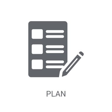 Planı simgesi. Trendy Plan logo kavramı verimlilik koleksiyonundan beyaz arka plan üzerinde. Web uygulamaları, mobil uygulamalar ve basılı medya kullanım için uygundur..