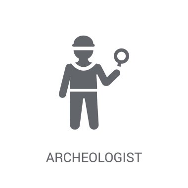 Arkeolog simgesi. Trendy arkeolog logo kavramı meslekler koleksiyonundan beyaz arka plan üzerinde. Web uygulamaları, mobil uygulamalar ve basılı medya kullanım için uygundur..
