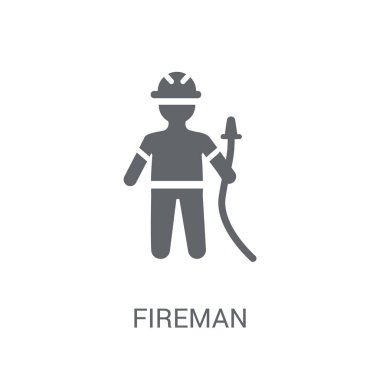 İtfaiyeci simgesi. Trendy itfaiyeci logo kavramı meslekler koleksiyonundan beyaz arka plan üzerinde. Web uygulamaları, mobil uygulamalar ve basılı medya kullanım için uygundur..