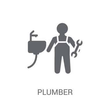 Tesisatçı simgesi. Trendy tesisatçı logo kavramı meslekler koleksiyonundan beyaz arka plan üzerinde. Web uygulamaları, mobil uygulamalar ve basılı medya kullanım için uygundur..