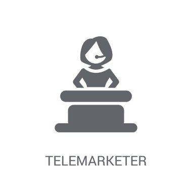 Telemarketer simgesi. Trendy Telemarketer logo kavramı meslekler koleksiyonundan beyaz arka plan üzerinde. Web uygulamaları, mobil uygulamalar ve basılı medya kullanım için uygundur..
