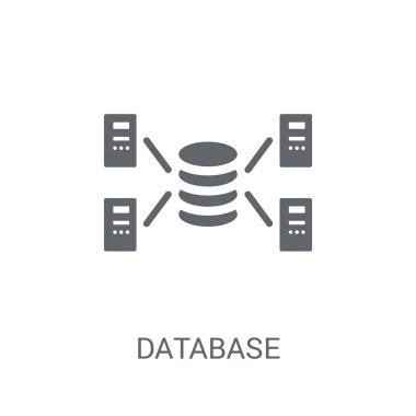 Veritabanı simgesi. Modaya uygun veritabanı logo kavramı programlama koleksiyonundan beyaz arka plan üzerinde. Web uygulamaları, mobil uygulamalar ve basılı medya kullanım için uygundur..