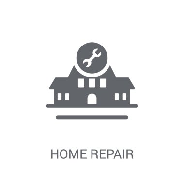 Ev onarım simgesi. Trendy ev Emlak koleksiyonundan beyaz arka plan üzerinde logo kavramı onarın. Web uygulamaları, mobil uygulamalar ve basılı medya kullanım için uygundur..