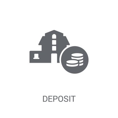 Mevduat simgesi. Trendy mevduat logo Konsept Emlak koleksiyonundan beyaz arka plan üzerinde. Web uygulamaları, mobil uygulamalar ve basılı medya kullanım için uygundur..