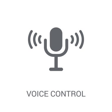 Ses denetimi simgesini. Modaya uygun ses denetimi logo kavramı smarthome koleksiyonundan beyaz arka plan üzerinde. Web uygulamaları, mobil uygulamalar ve basılı medya kullanım için uygundur..