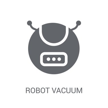 Robot elektrikli süpürge simgesi. Trendy Robot elektrik süpürgesi logo kavramı smarthome koleksiyonundan beyaz arka plan üzerinde. Web uygulamaları, mobil uygulamalar ve basılı medya kullanım için uygundur..