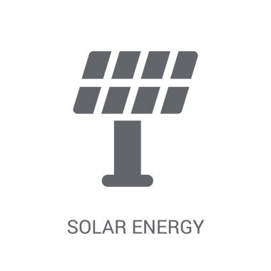 Güneş enerjisi simgesi. Modaya uygun güneş enerjisi logo kavramı smarthome koleksiyonundan beyaz arka plan üzerinde. Web uygulamaları, mobil uygulamalar ve basılı medya kullanım için uygundur..