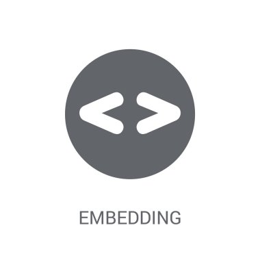 Kutsal kişilerin resmi katıştırma. Trendy katıştırma logo kavramı teknoloji koleksiyonundan beyaz arka plan üzerinde. Web uygulamaları, mobil uygulamalar ve basılı medya kullanım için uygundur..