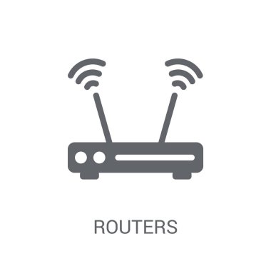 Yönlendiriciler simgesi. Trendy yönlendiriciler logo kavramı teknoloji koleksiyonundan beyaz arka plan üzerinde. Web uygulamaları, mobil uygulamalar ve basılı medya kullanım için uygundur..