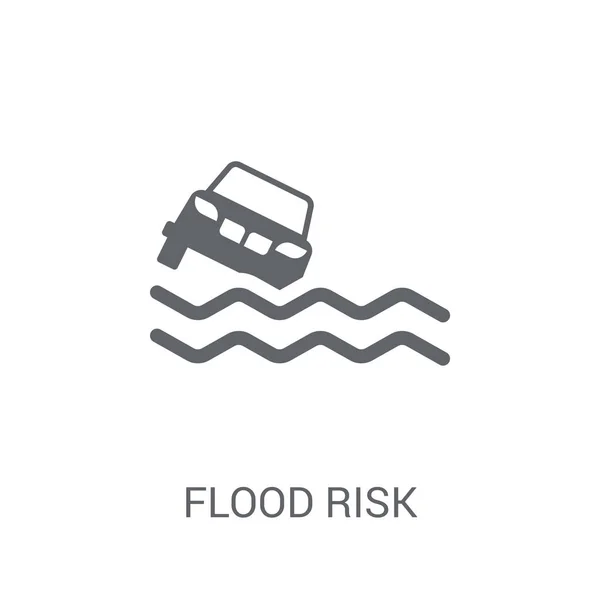 Flood Risk Ikonen Trendiga Flood Risk Logotyp Koncept Vit Bakgrund — Stock vektor