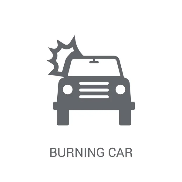 Καίγοντας Αυτοκίνητο Εικονίδιο Μοντέρνα Έννοια Λογότυπο Αυτοκίνητο Καύση Άσπρο Φόντο — Διανυσματικό Αρχείο