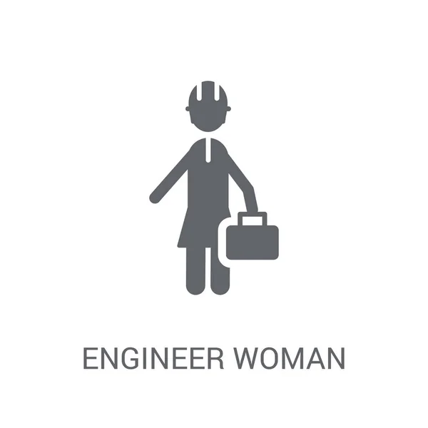 Icono Mujer Ingeniera Concepto Logotipo Trendy Engineer Woman Sobre Fondo — Vector de stock