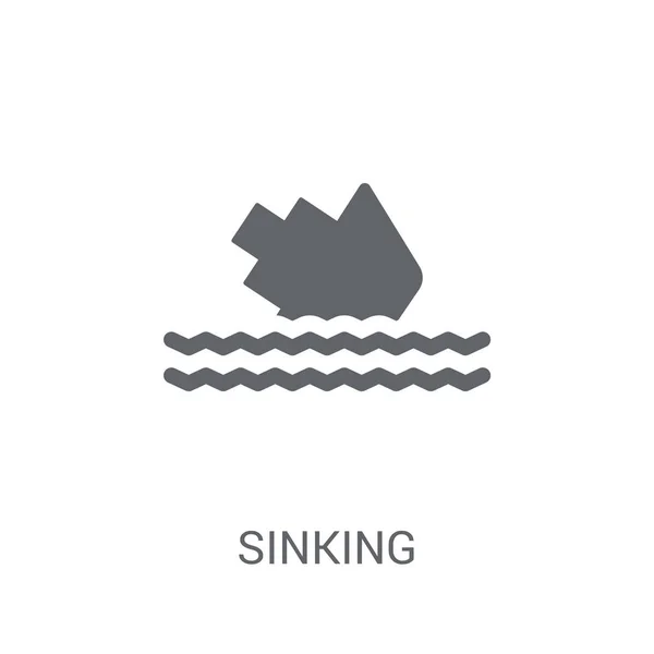 Icône Qui Coule Concept Logo Tendance Sinking Sur Fond Blanc — Image vectorielle