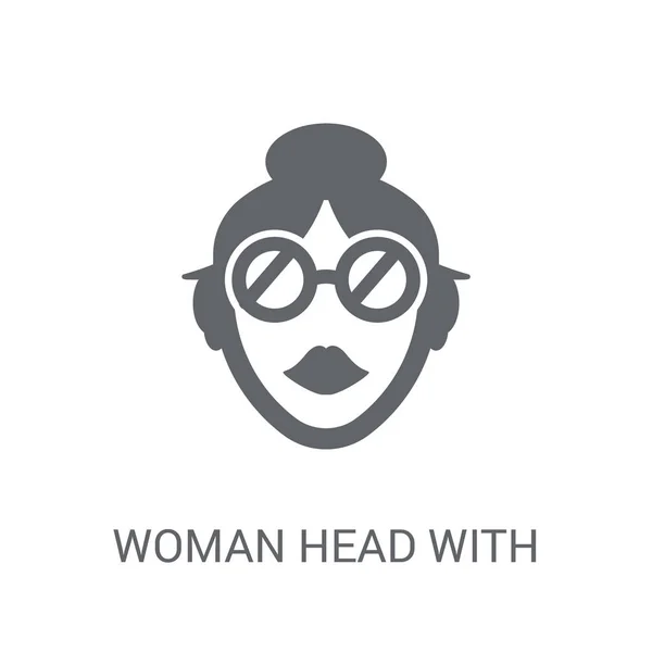 Mulher Cabeça Com Óculos Ícone Trendy Woman Head Glasses Logo — Vetor de Stock