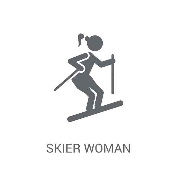 Skifahrerinnen Ikone Trendy Skirennläuferin Logo Konzept Auf Weißem Hintergrund Aus — Stockvektor