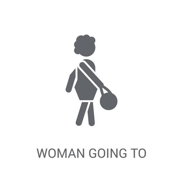 Mujer Trabajar Icono Concepto Logotipo Trendy Woman Going Work Sobre — Archivo Imágenes Vectoriales