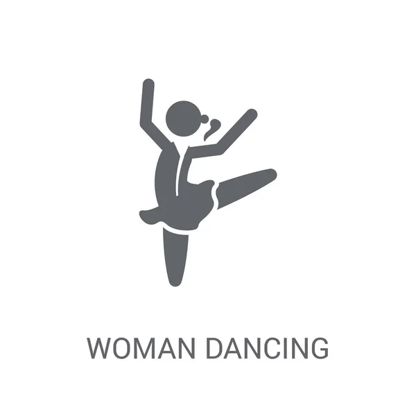 女性ダンス バレエ アイコン レディース コレクションから白い背景のトレンディな女性ダンス バレエ ロゴのコンセプト Web アプリ 携帯アプリ — ストックベクタ