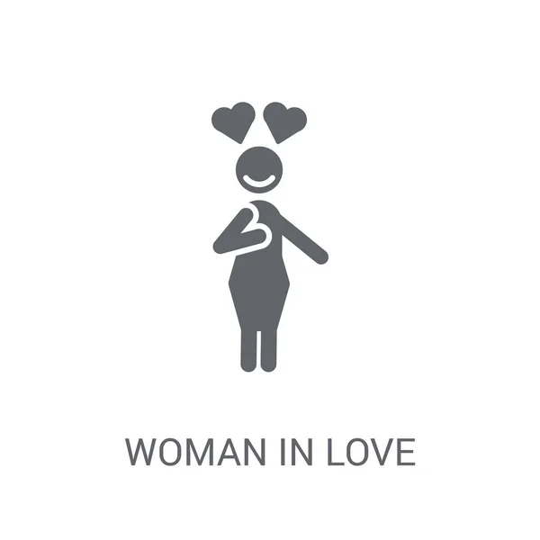 Icono Mujer Enamorada Concepto Logotipo Trendy Woman Love Sobre Fondo — Archivo Imágenes Vectoriales