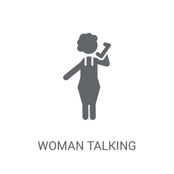 Kadın Konuşmak Tarafından Telefon Simgesi Trendy Kadın Konuşurken Telefon Tarafından — Stok Vektör