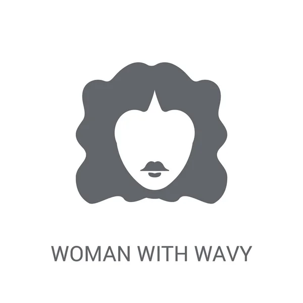 Dalgalı Saç Simgesi Olan Kadın Dalgalı Saç Logo Kavramı Bayanlar — Stok Vektör