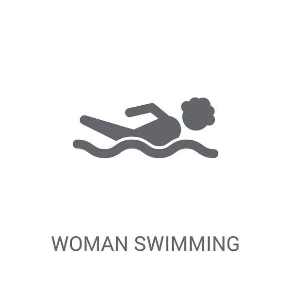 Mujer Icono Natación Concepto Logo Trendy Woman Swimming Sobre Fondo — Archivo Imágenes Vectoriales