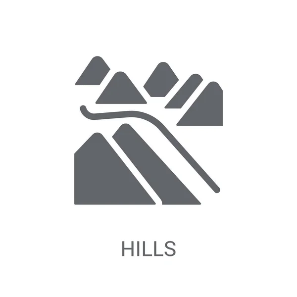 Ícone Hills Trendy Hills Conceito Logotipo Fundo Branco Coleção Natureza — Vetor de Stock