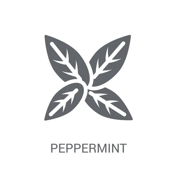 Значок Мяты Концепция Логотипа Trendy Peppermint Белом Фоне Коллекции Nature — стоковый вектор