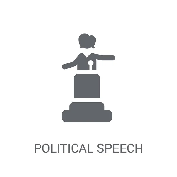Siyasi Konuşma Simgesini Siyasi Koleksiyonundan Beyaz Arka Plan Üzerinde Trendy — Stok Vektör