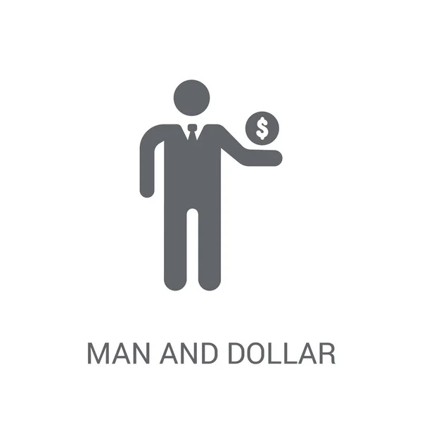 Icono Hombre Moneda Dólar Hombre Moda Dólar Concepto Logotipo Moneda — Vector de stock